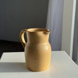 Small vintage jug engraved 50cl matte beige stoneware H14