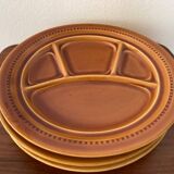 Set of Three Fondue Plates, Gien Pottery, France, 1970s