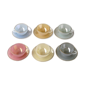Iridescent Opaline Coffee Service Color – 6 Cups and 6 Under Cups Mod. Harlequin
