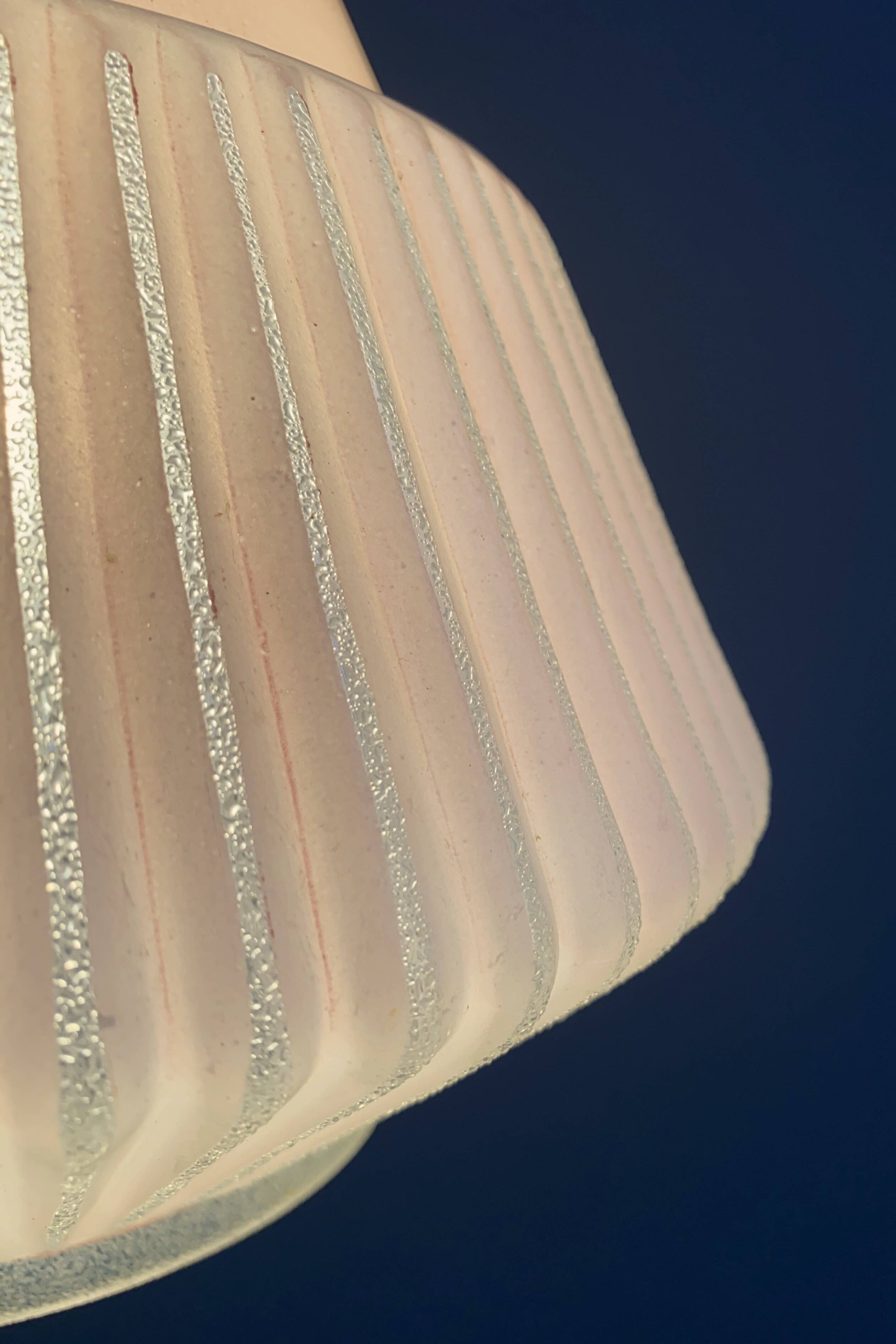 Pink glass pendant lamp 1960s