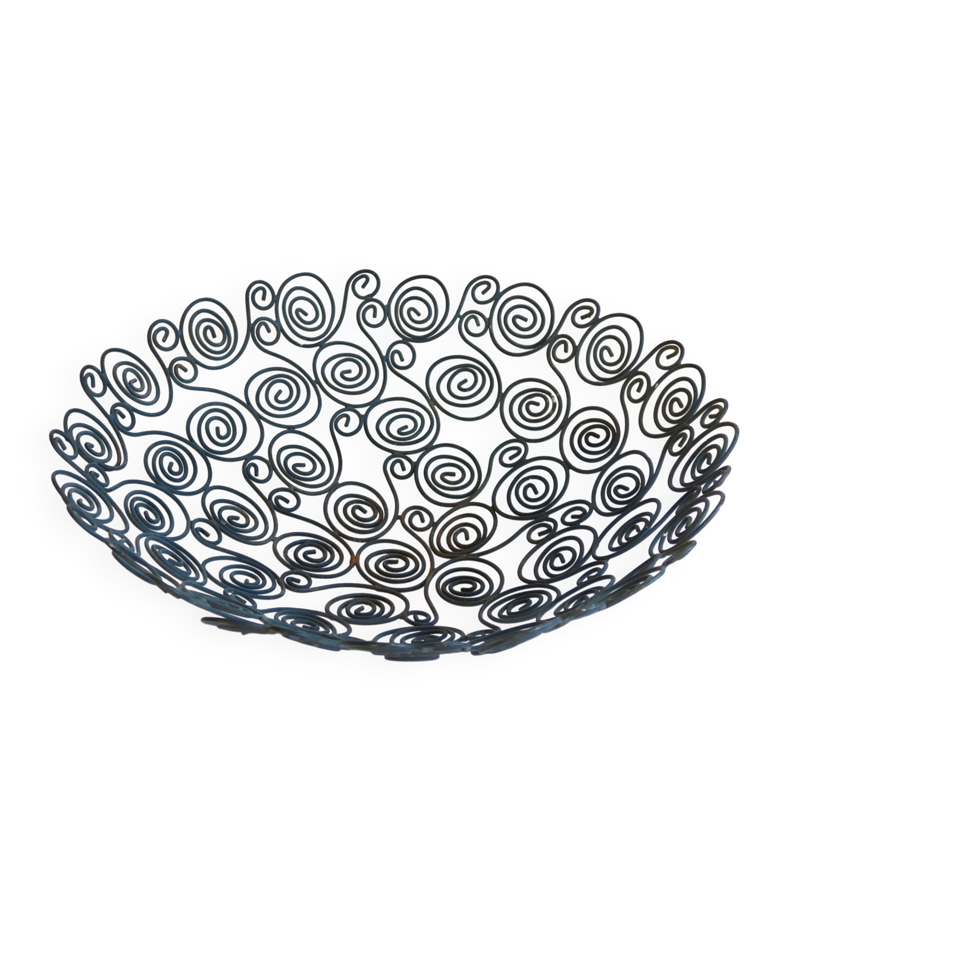 Large openwork black metal fruit bowl – Arabesque decoration