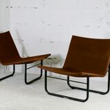 Pair of KEBE drivers, Denmark, circa 1975. Steel and "chocolate" canvas