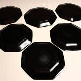 6 black Arcoroc "Octime" dinner plates (set 1)