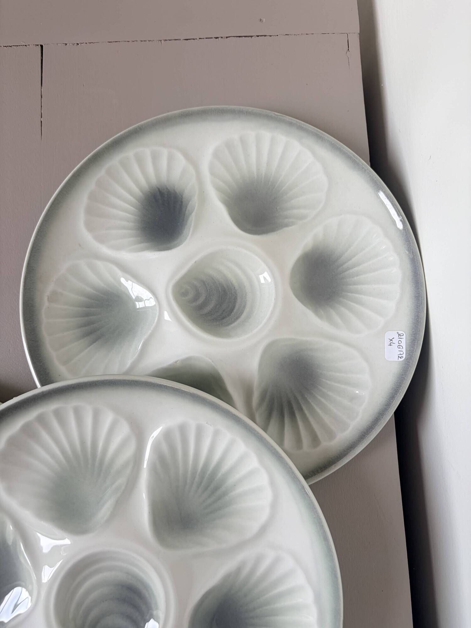 4 vintage oyster plates Moulin des Loups in porcelain 2106172