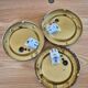 Set of 3 vintage amber moulded glass wall lights and ceiling lights.