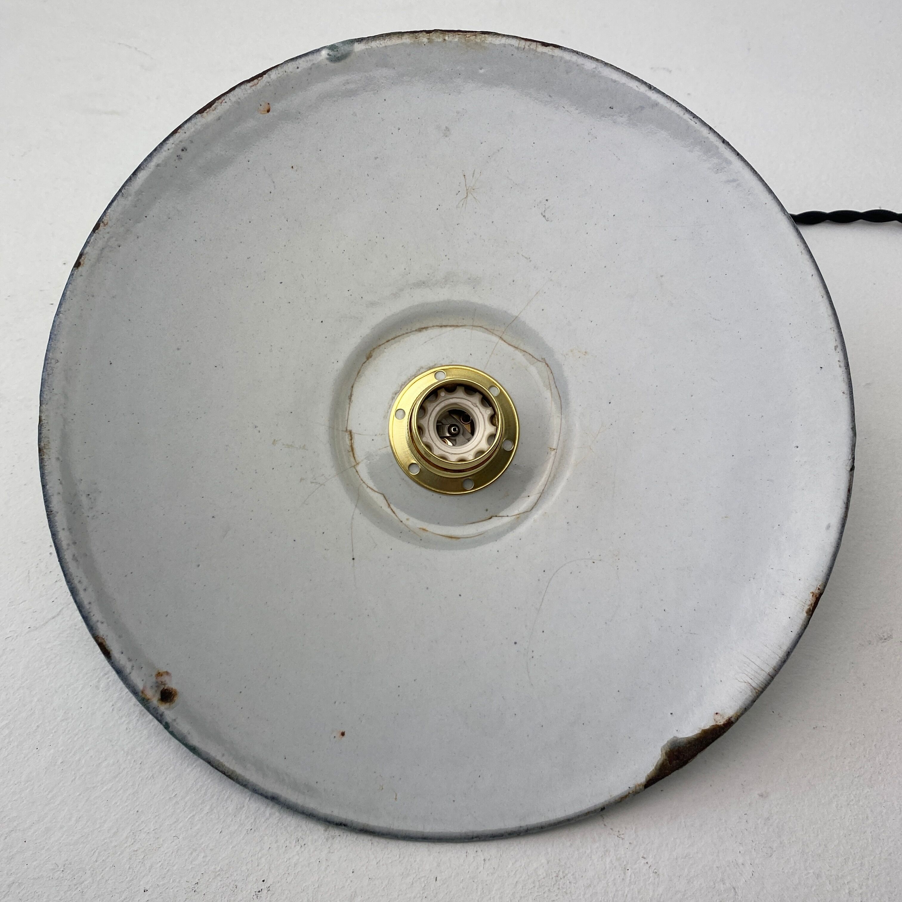 Old industrial blue grey enamelled suspension