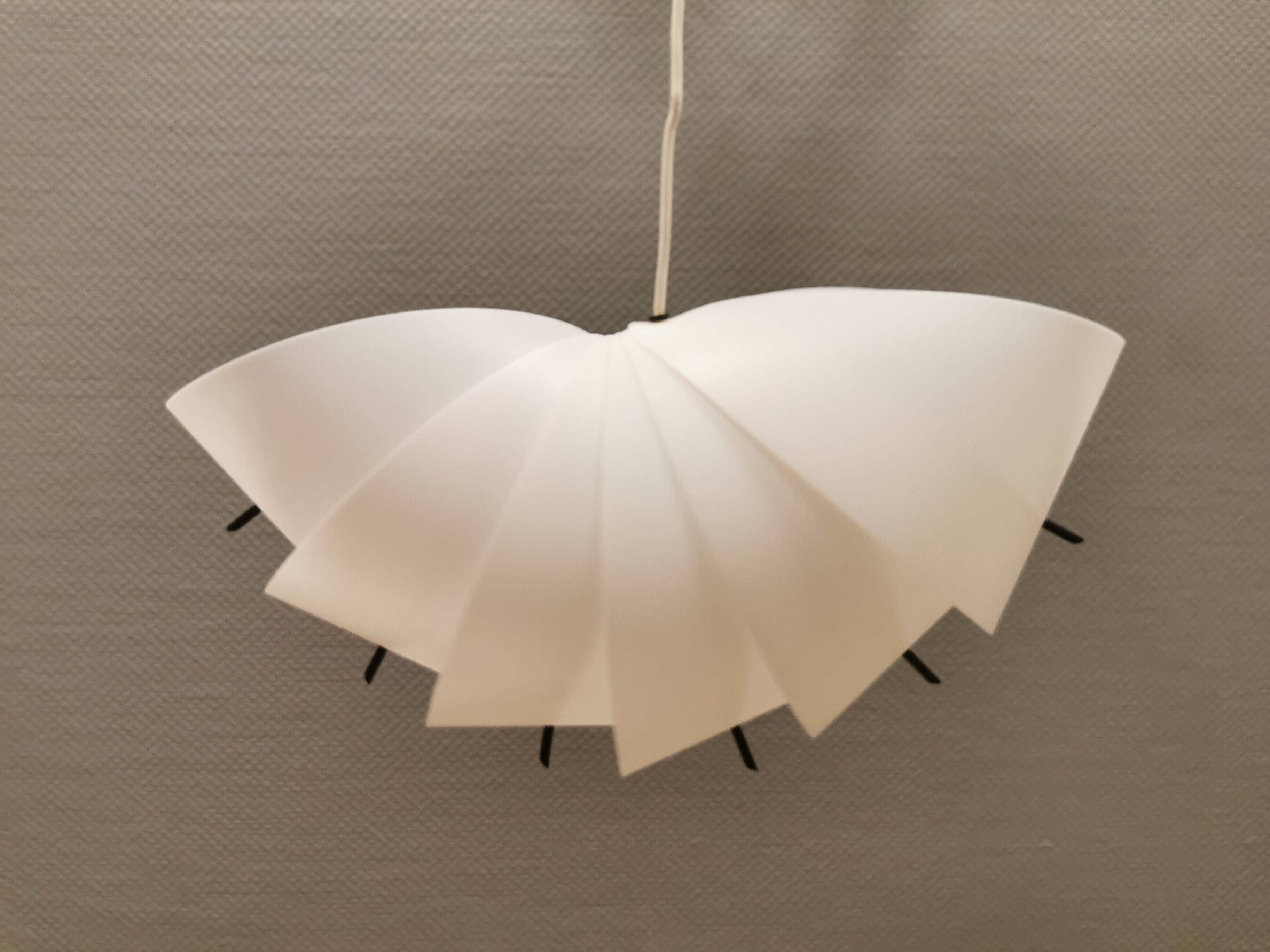 Danish conch, snail shell hanging lamp from the 80s, made of hard ABS plastic.