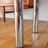 Sellette en chrome et verre fumé, double étages, Design, 1970