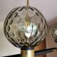Vintage metal painted chandelier, brass and glass.