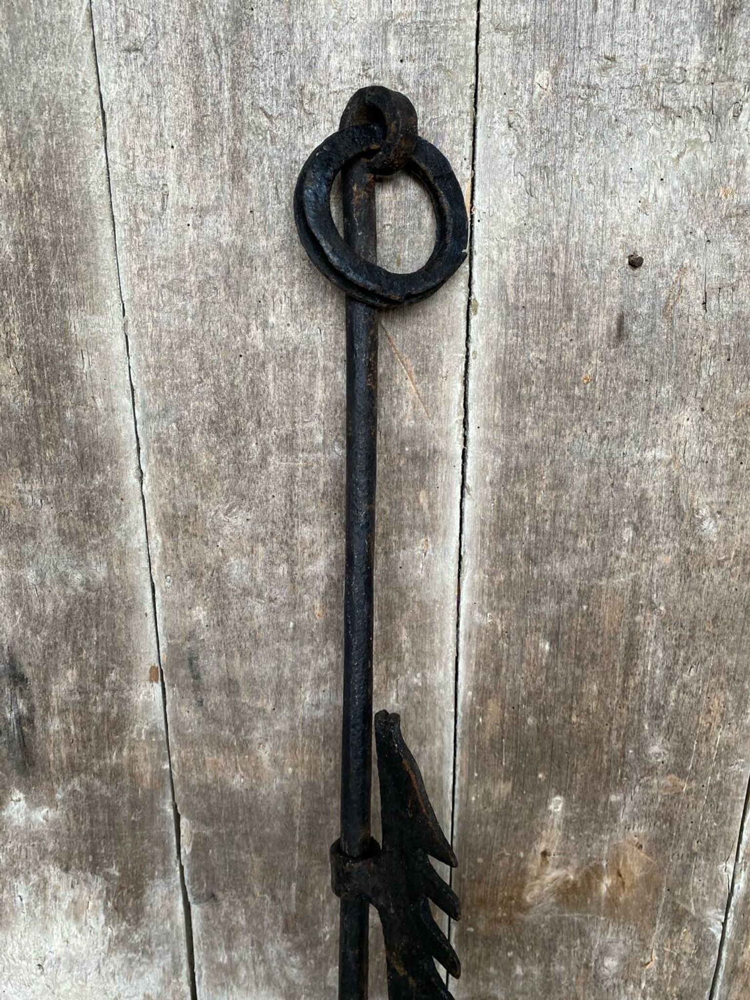 Old black wrought iron fireplace rack 18th century vintage