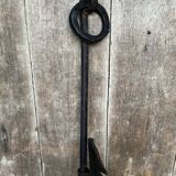 Ancienne crémaillère cuisson cheminée fer forgé noir xviiie vintage