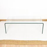 Transparent tempered glass coffee table.