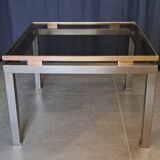 Table basse Guy Lefèvre en acier et laiton