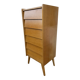 Vintage 1960s chest of drawers with compass legs and 6 slanted drawers
