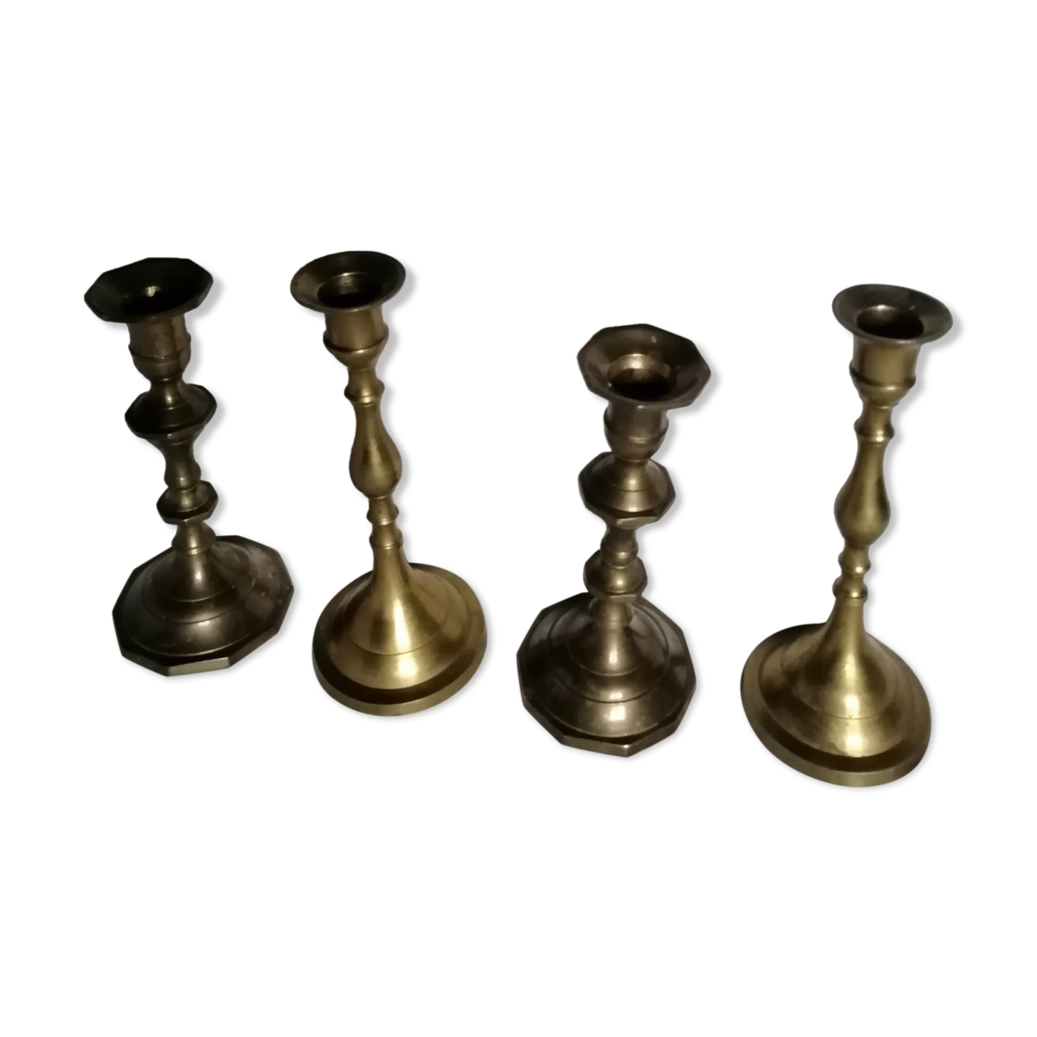 Set of 4 brass candle holders