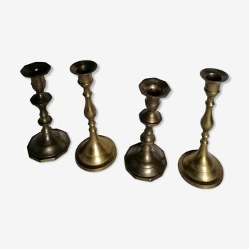 Set of 4 brass candle holders