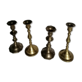Set of 4 brass candle holders