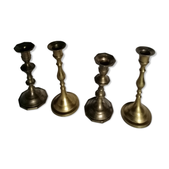 Set of 4 brass candle holders