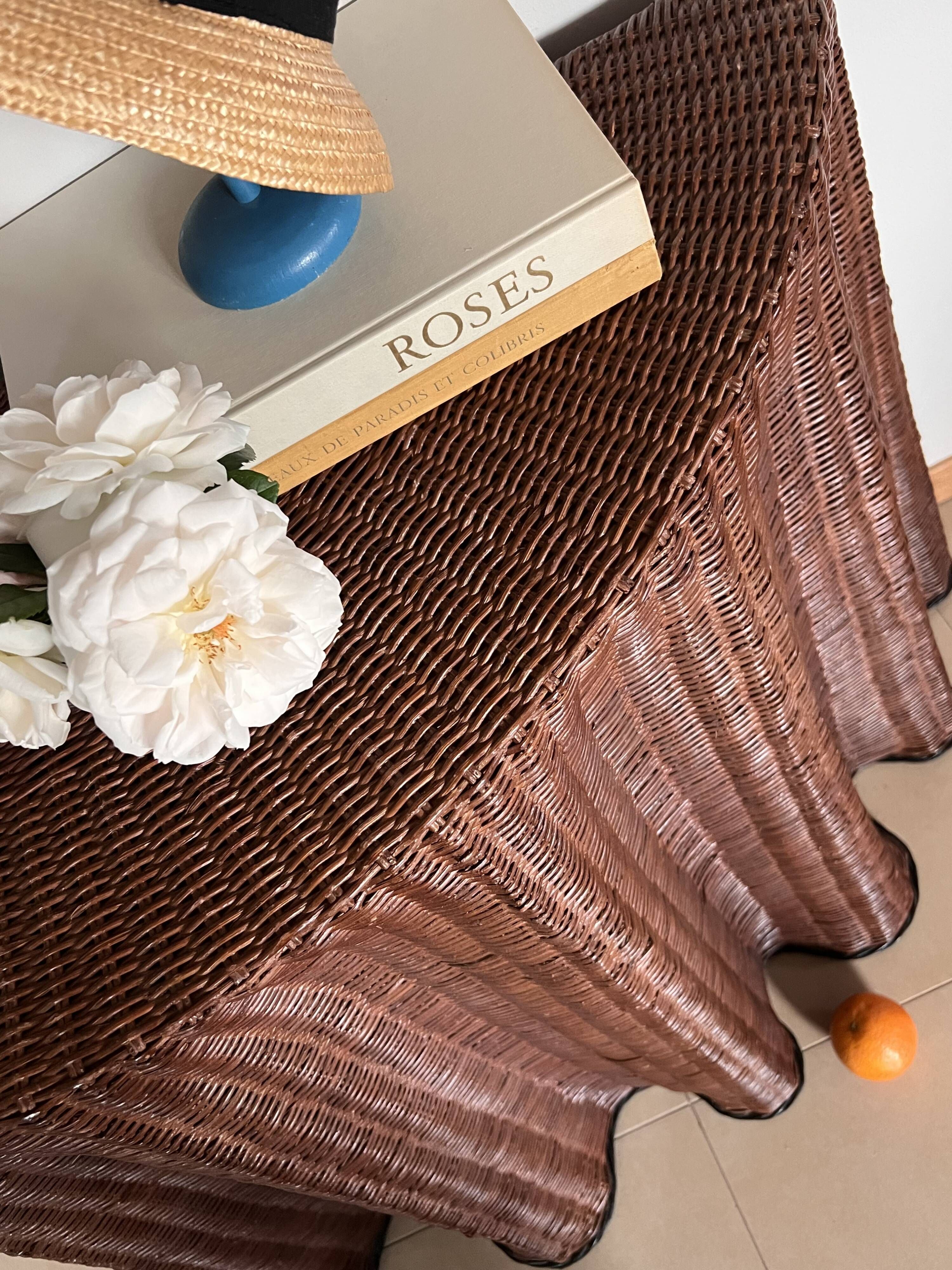 Vintage Console Wicker Trompe-l’Œil  Skirted Ghost Table