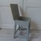 Tabouret de cireur vintage piètement vert de gris, assise bois