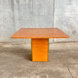 Elm burl and brass table, vintage 1970