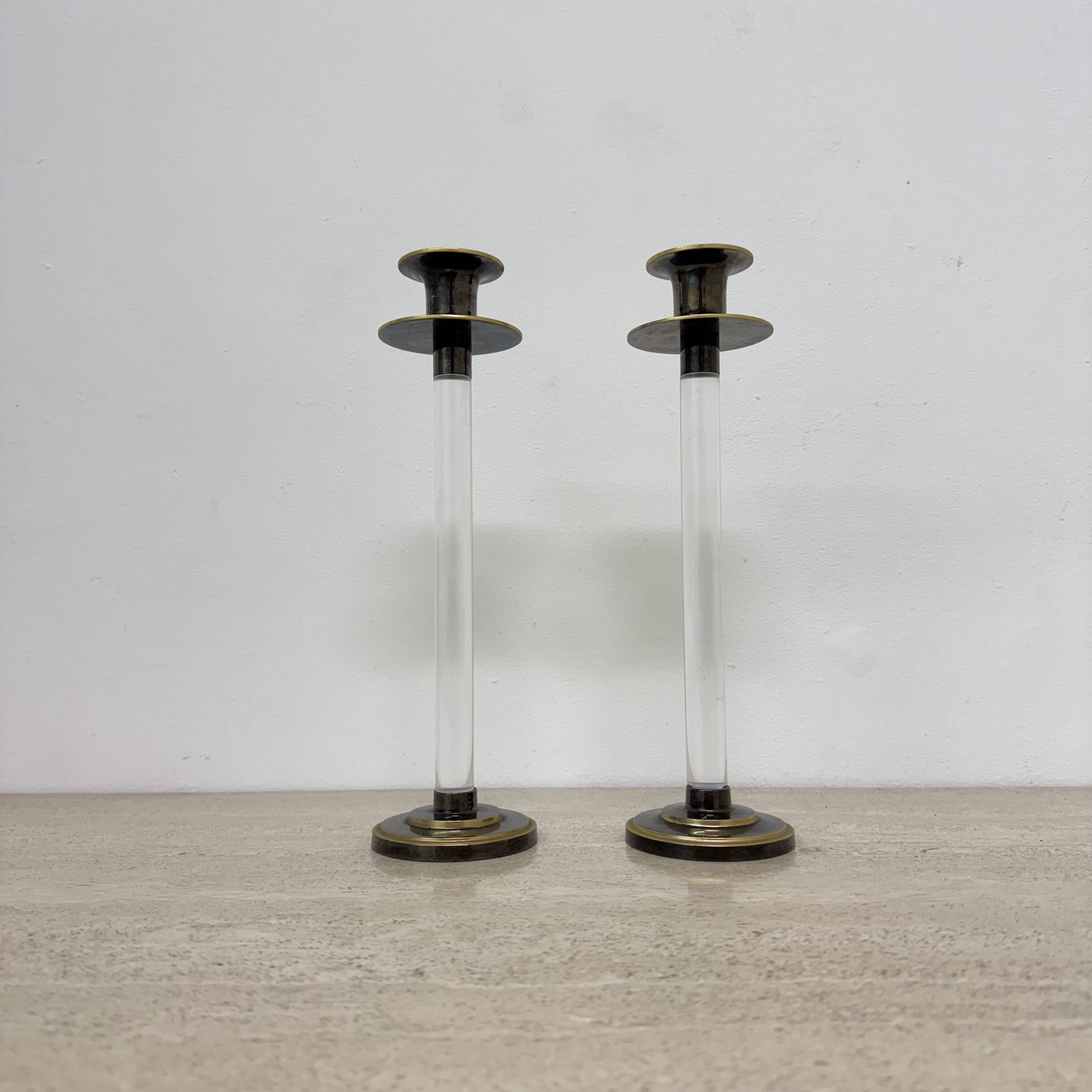 Set of 2 Caravell lucite candle sticks, 1970’s