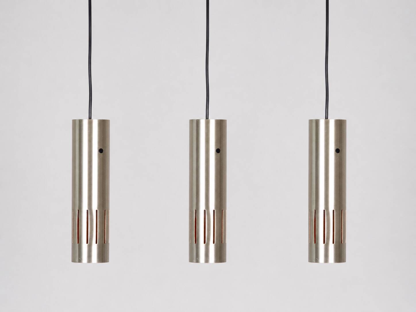 3 vintage trombone lamps from Denmark by Jo Hammerborg, Fog and Morup, 1960s.
