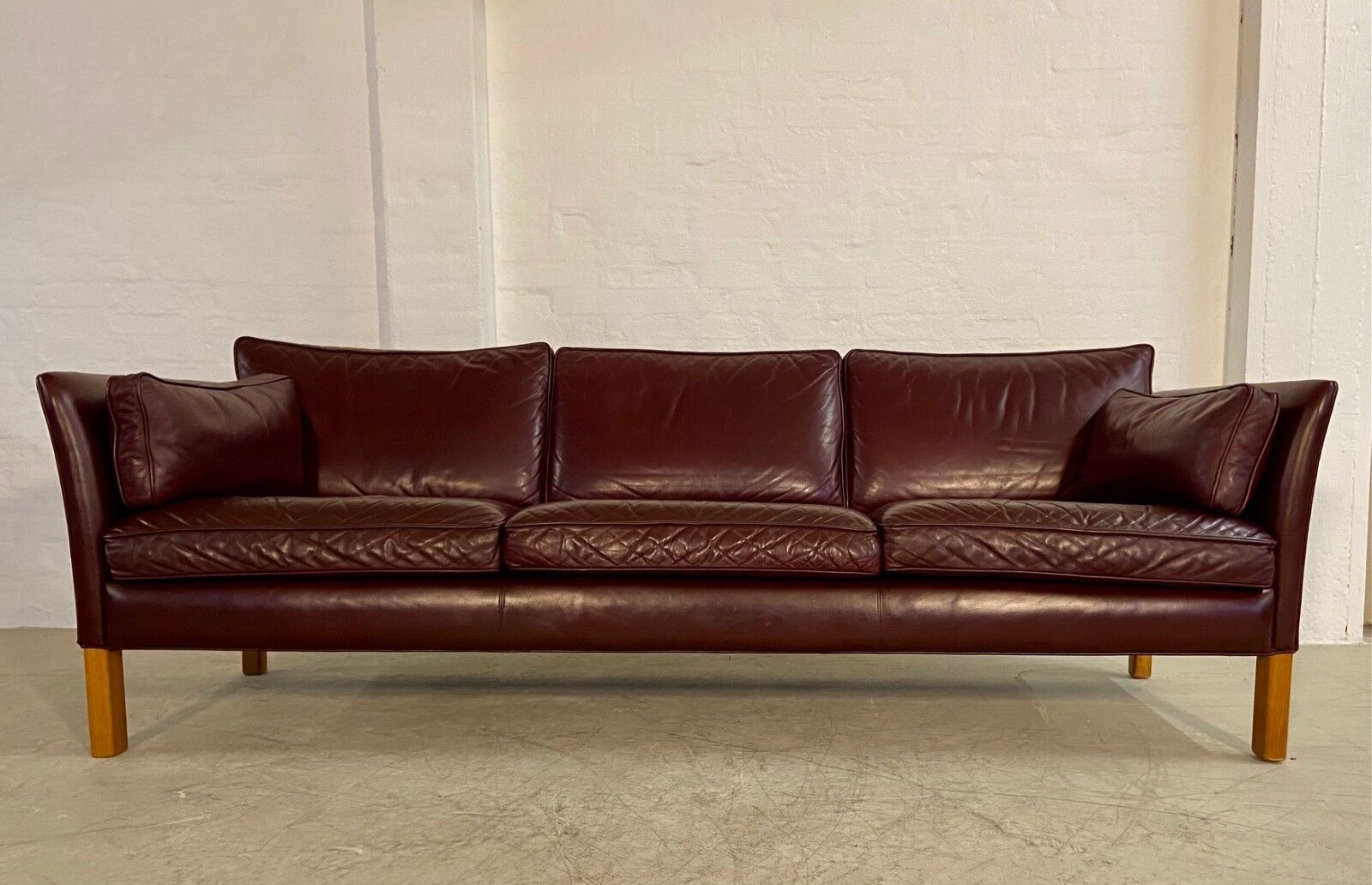 Mid-century modern Arne Norell Swedish burgundy leather sofa – 1960s