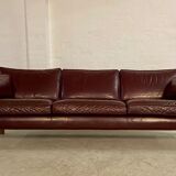 Mid-century modern Arne Norell Swedish burgundy leather sofa – 1960s