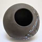 Anthropomorphic candle holder, scarified ceramic, stamped design