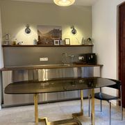 Table à manger Belgo chrome années 70 verre fumé