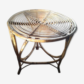 Vintage rattan tripod table