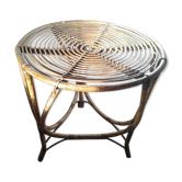 Table tripode vintage en rotin