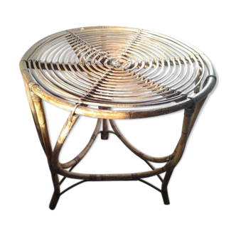 Vintage rattan tripod table