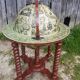 Former Bar Mappemonde Structure Wood Torsadé - Globe Metal Turning Vintage