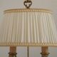 French Antique 2 Light Bronze Boulotte Table Lamp With Cream Pleated Shade