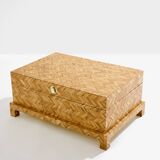 Coffre en marqueterie de bambou et laiton Galerie Maison & Jardin 1970