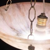 Art Decò Albaster white and pink chandelier, 1950s