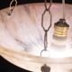 Art Decò Albaster white and pink chandelier, 1950s