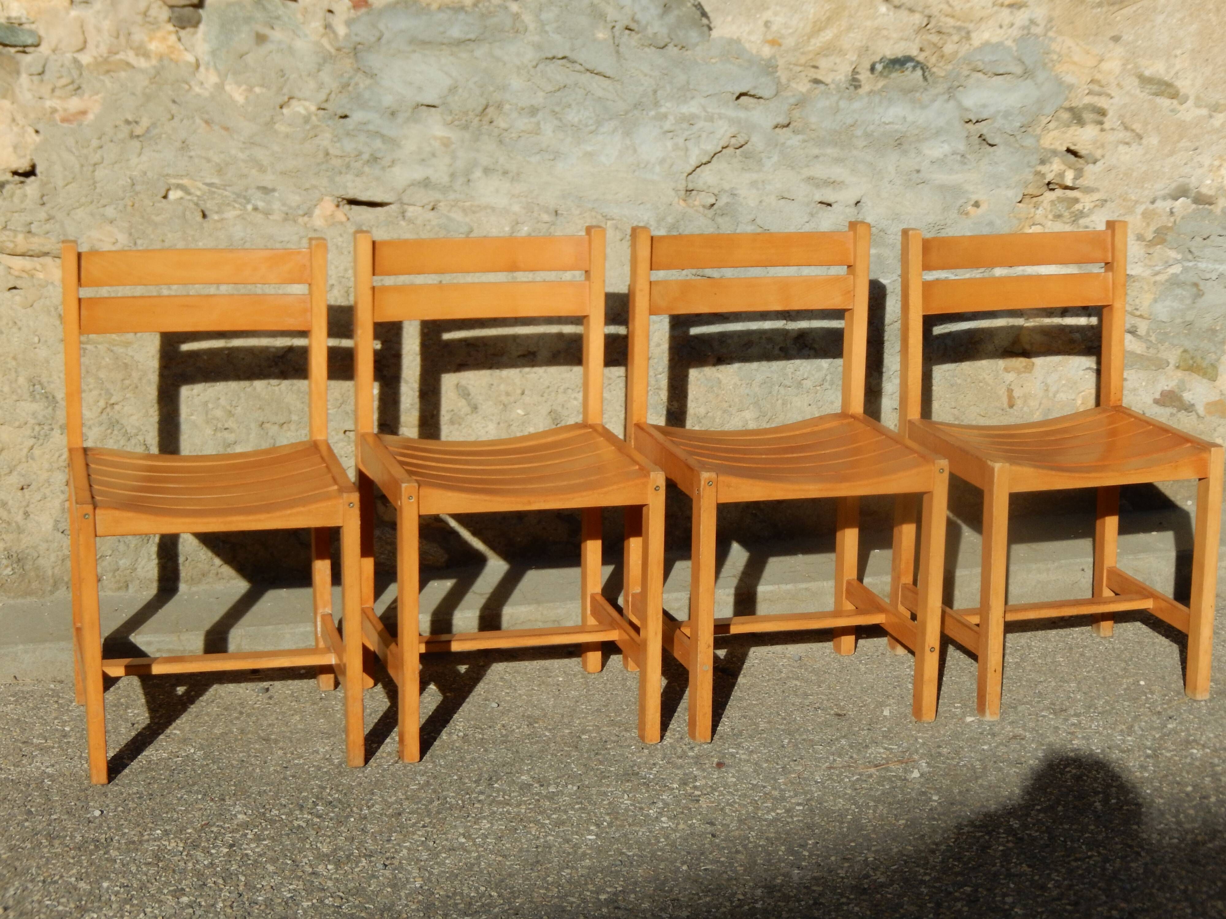 4 wooden chairs in Scandinavian style by André Sornay - dlg de Regain / Perriand