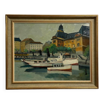Port of Neuchâtel Fauvism - circa 1950