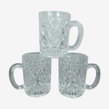 3 glass beer mugs