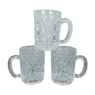 3 glass beer mugs