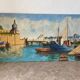 Sailboat harbor painting