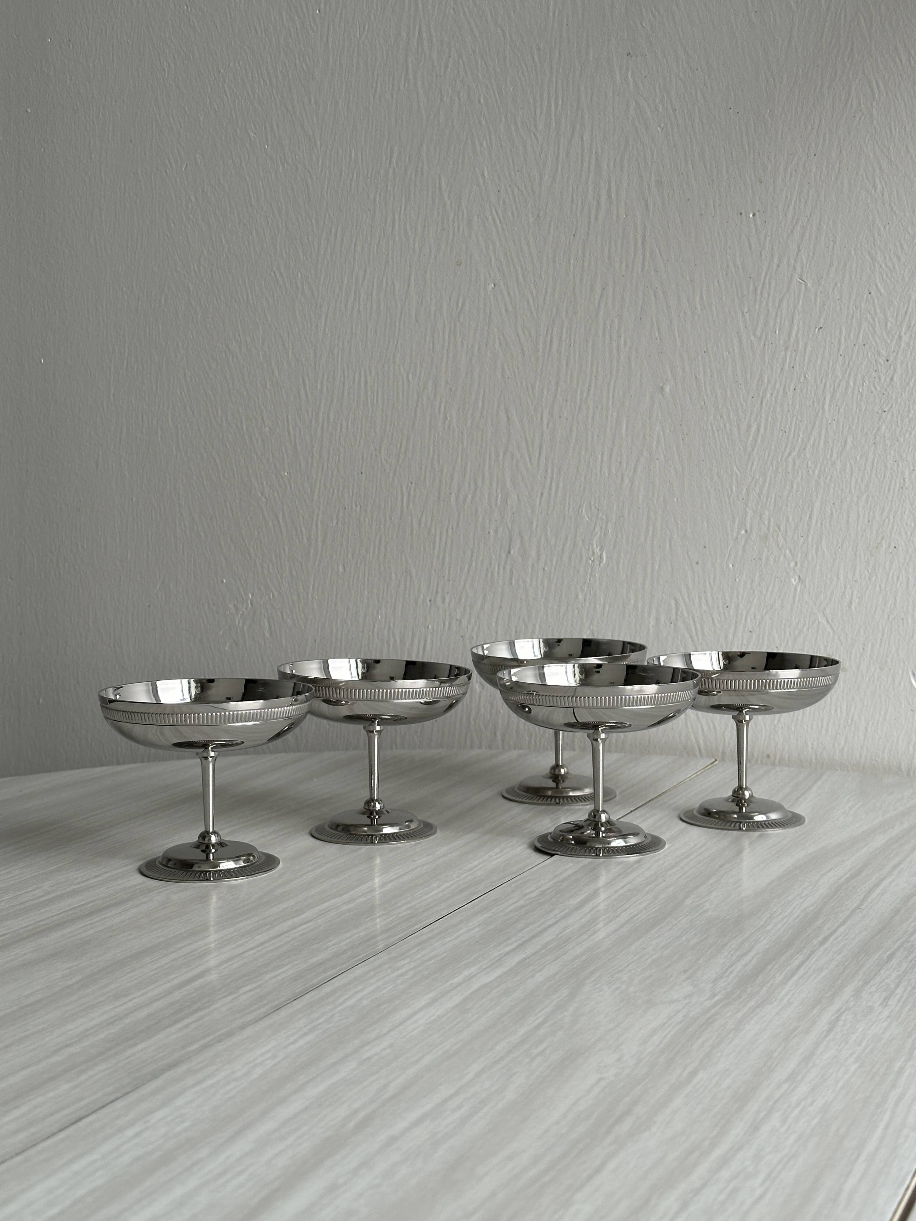 Set of Letang Remy style stainless steel footed cups