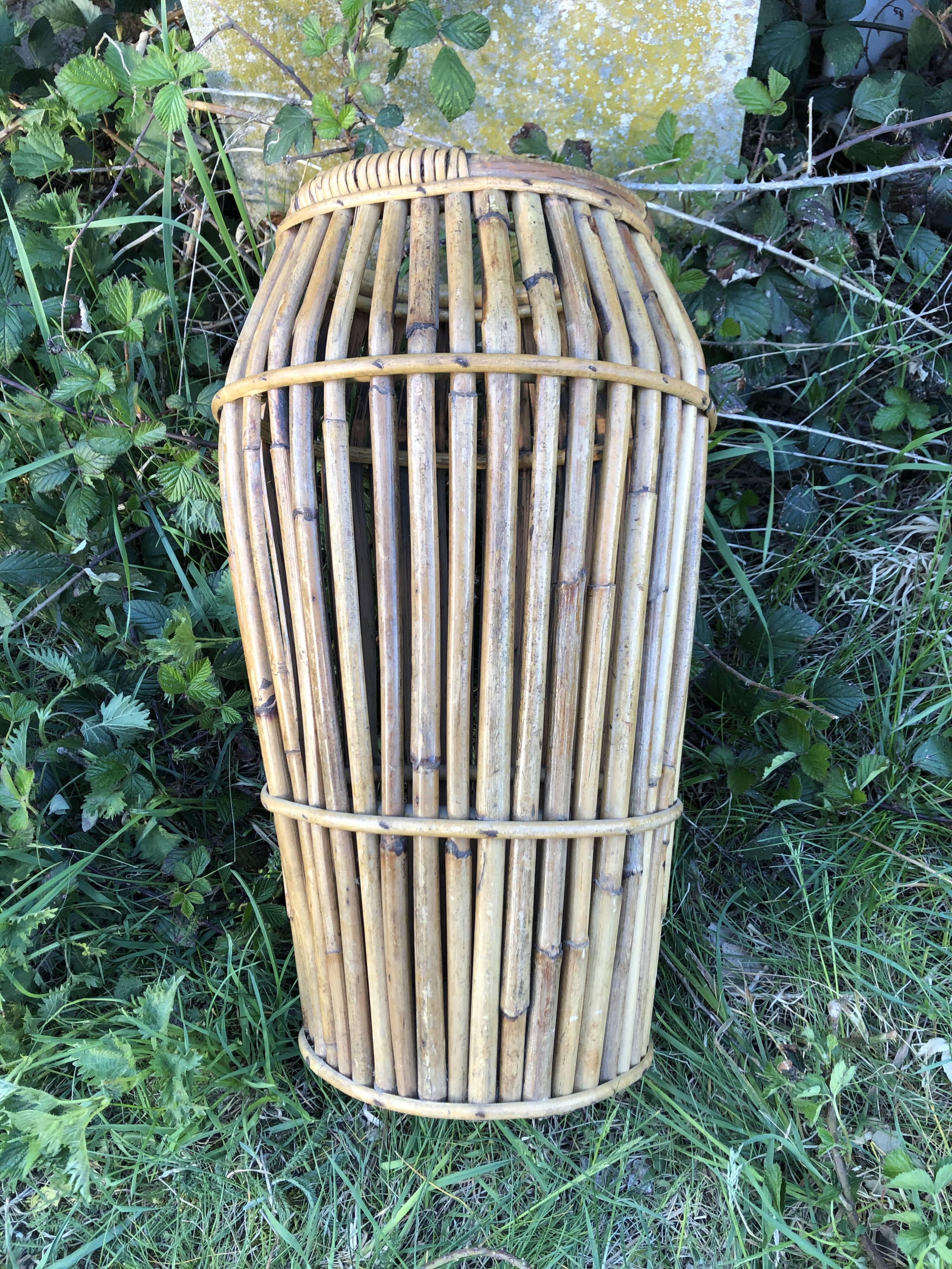 60s rattan bamboo umbrella holder