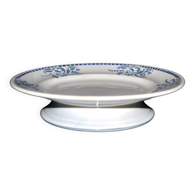 Assiette montée ART DECO coupe sur pied en faïence de Longwy 1920-1930