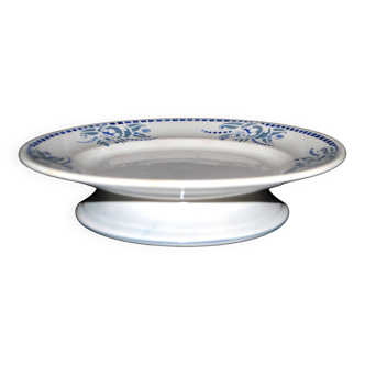 Assiette montée ART DECO coupe sur pied en faïence de Longwy 1920-1930