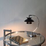 Scandinavian-inspired black and chrome table lamp