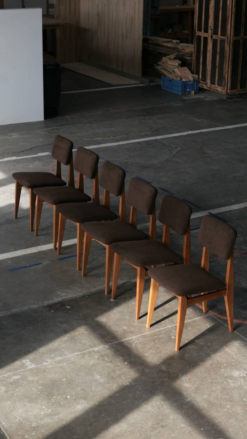 Set of six marcel gascoin chairs model ca, arhec edition.